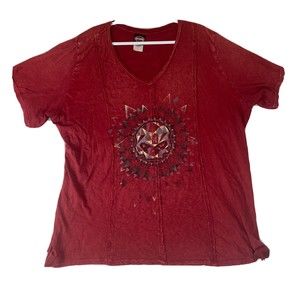 Vtg Harley-Davidson Womens XXXL Red  Top T-Shirt Skull Graphic Made in USA EUC